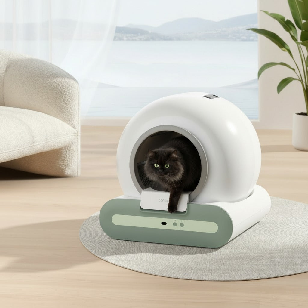 Litière intelligente CatSphere design premium pour chat avec contrôle à distance par app WiFi
